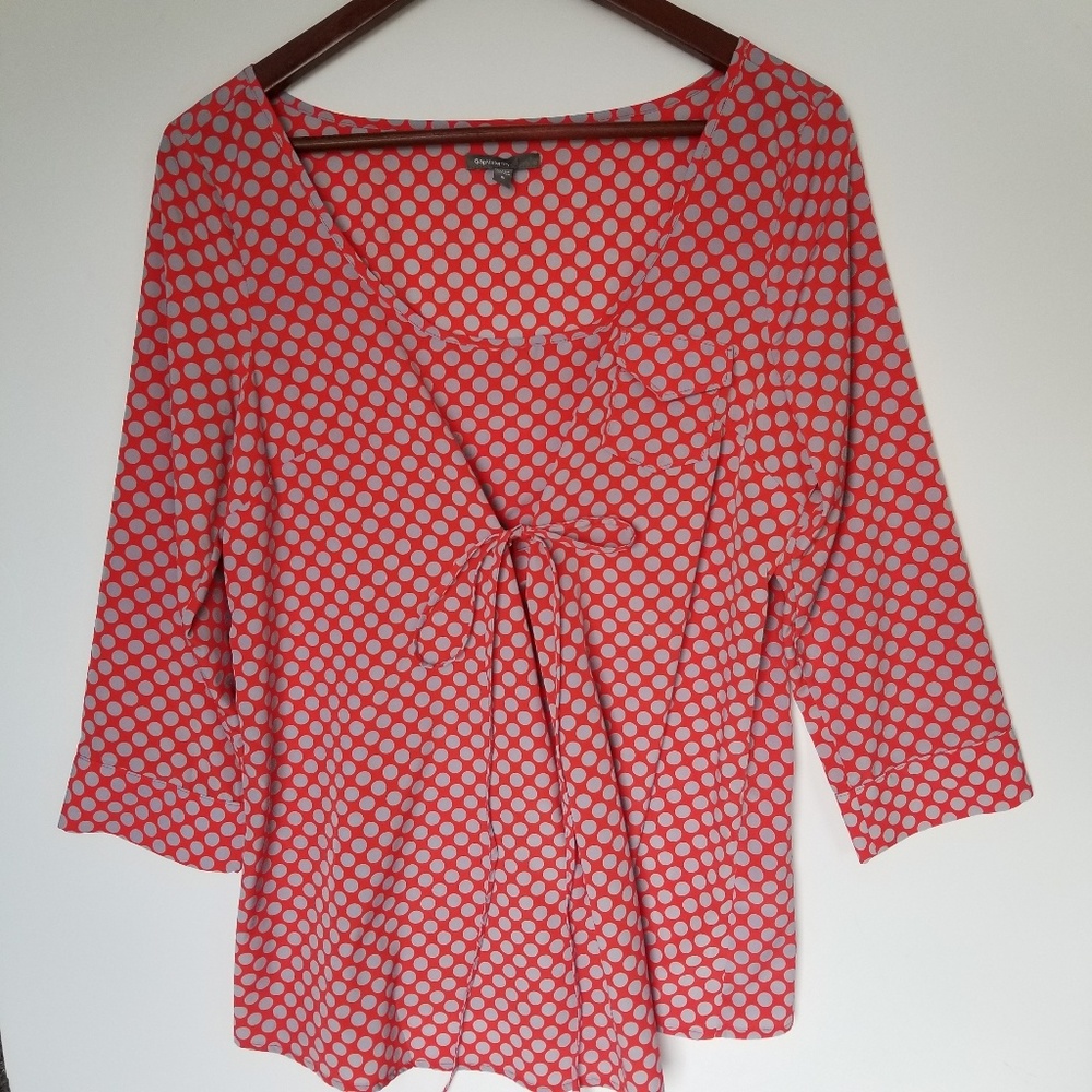 HP! Gap Maternity Red Polka Dot LS Blouse S